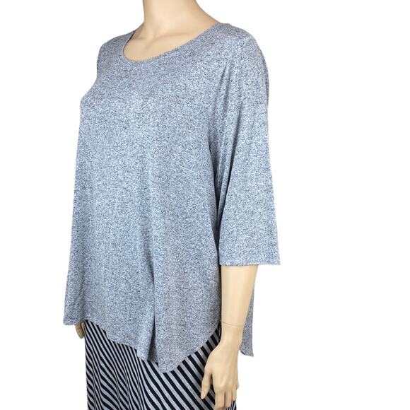 Lane Bryant Women Heather Gray Knit Scoop Neck Half Sleeve Tunic Top Sz 26/28 - Picture 2 of 5